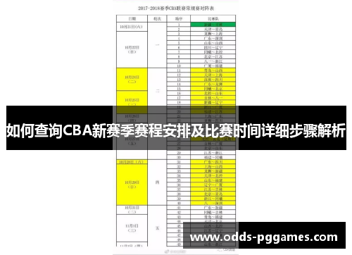 如何查询CBA新赛季赛程安排及比赛时间详细步骤解析